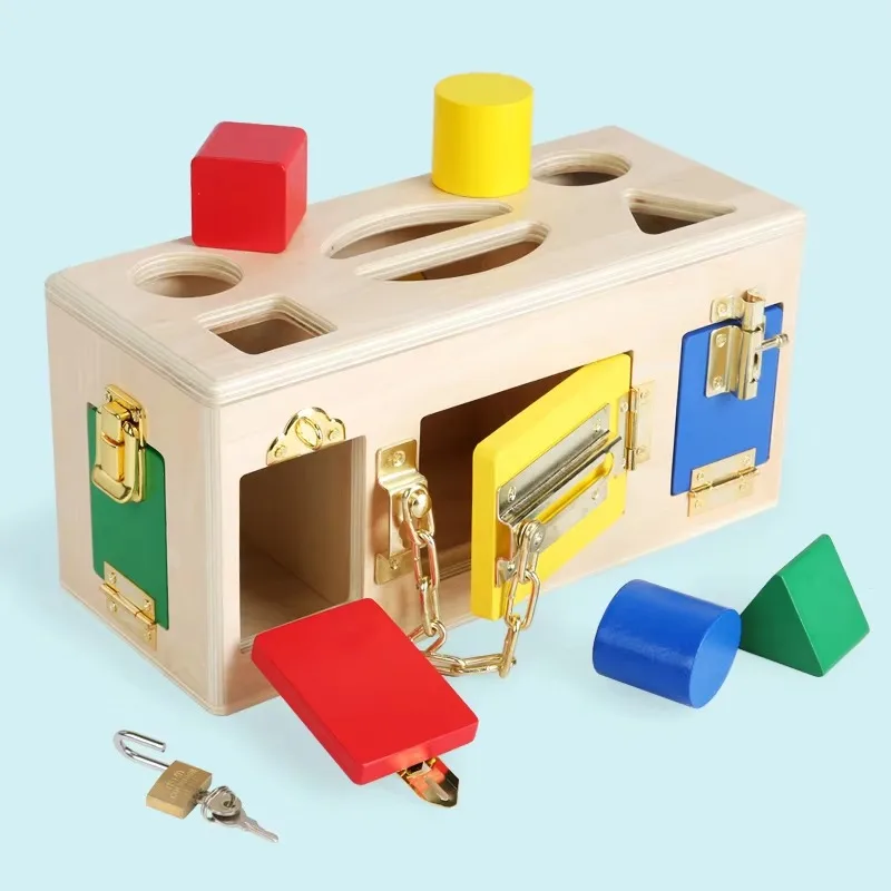 Early Educational Multifunction Unlock Learning Toy Montessori Kids Training Hands-on Ability Wooden Baby Busy Board