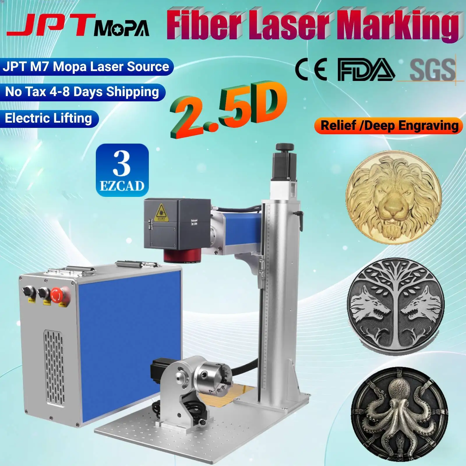 2,5 D 300 W JPT Mopa Faser Laser Kennzeichnung Schneiden Maschine Relief Tiefe Gravur Laser Graveur Gold Silber Ring Schmuck kennzeichnung