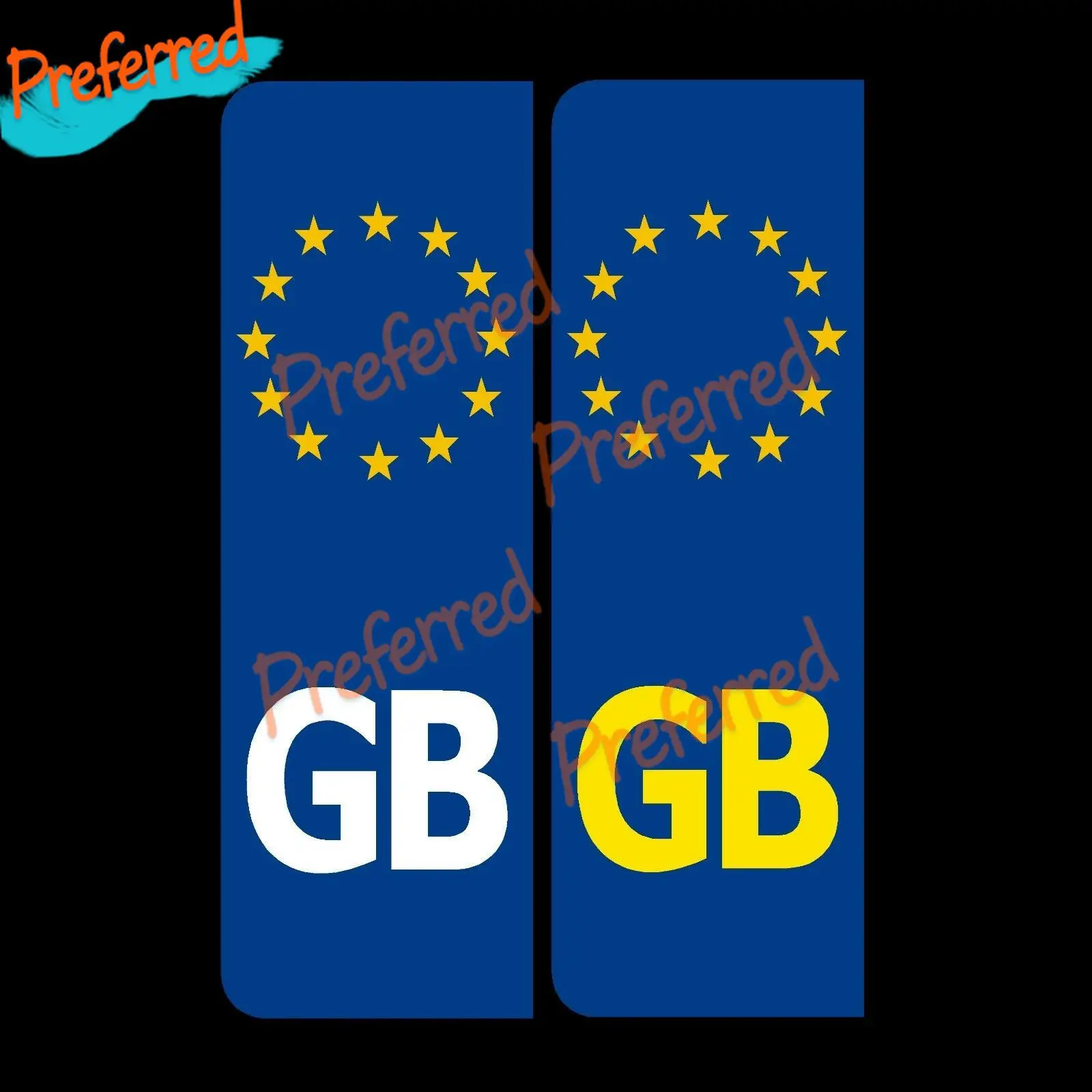 

2 X GB Euro Number Plate Stickers EU European Road Legal Car Badge Car Sticker Decal Decor KK Vinyl - All Sizes Waterproof PVC
