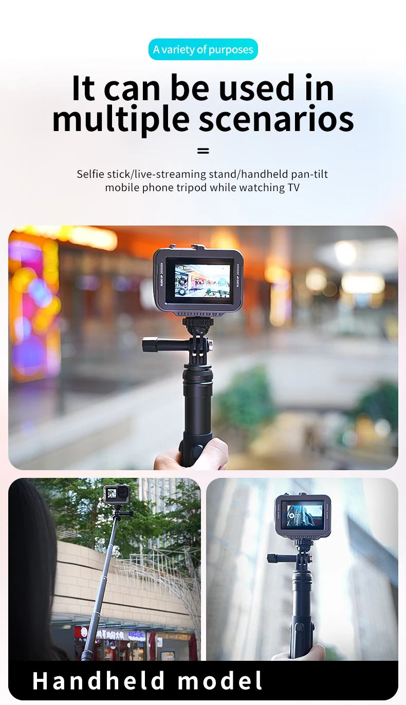 For GoPro Selfie Stick 360° Rotation Foldable Tripod Phone Holder Aluminum Alloy