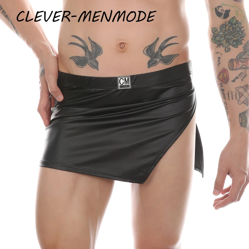 Men's Sexy PU Leather Side Opening Skirt