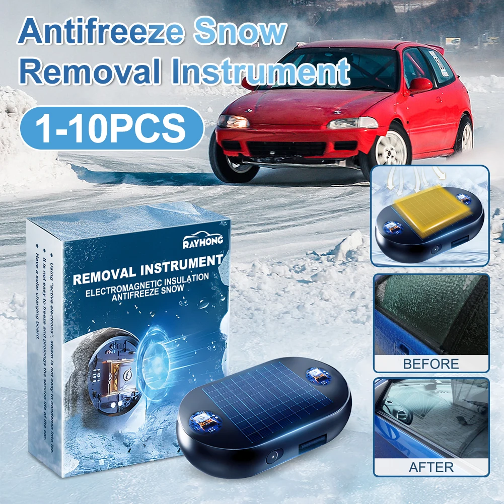 Windshield Defroster Windshield Deicing Instrument 1-10pcs Car Window Glass Anti-ice Snow Remover Solar/USB Antifreeze Snow Removal Instrument Winter Deicing Device Car Defroster