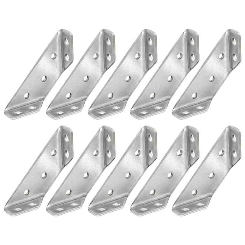 

10PCS Universal Furniture Corner Connector Angle Fasten Connector Triangle Support Frame Stainless Steel Corner Bracket