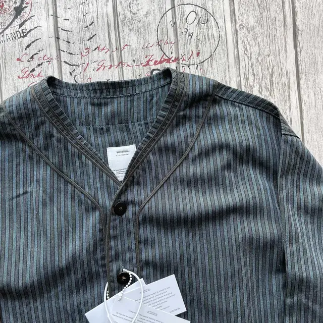 VISVIM DUGOUT SHIRT S/S SANTOME wool-blend striped baseball VISVIM DUGOUT SHIRT S/S SANTOME wool-blend striped baseball