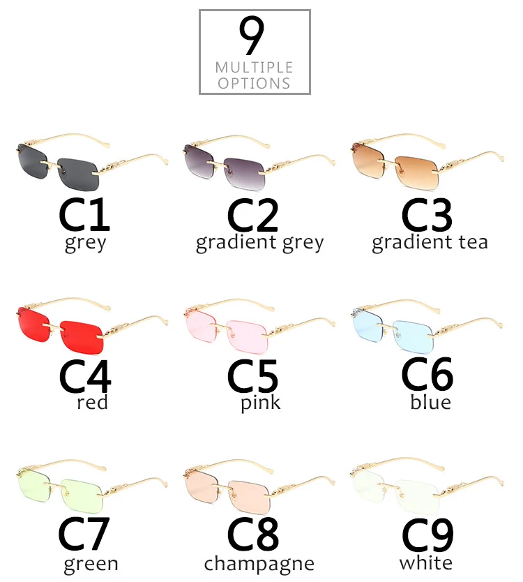 BOYSEEN Randlose Sonnenbrille UV400 Fashion Square Metall Brille Für Männer Frauen Designer Street Style Brillen – Detail 6