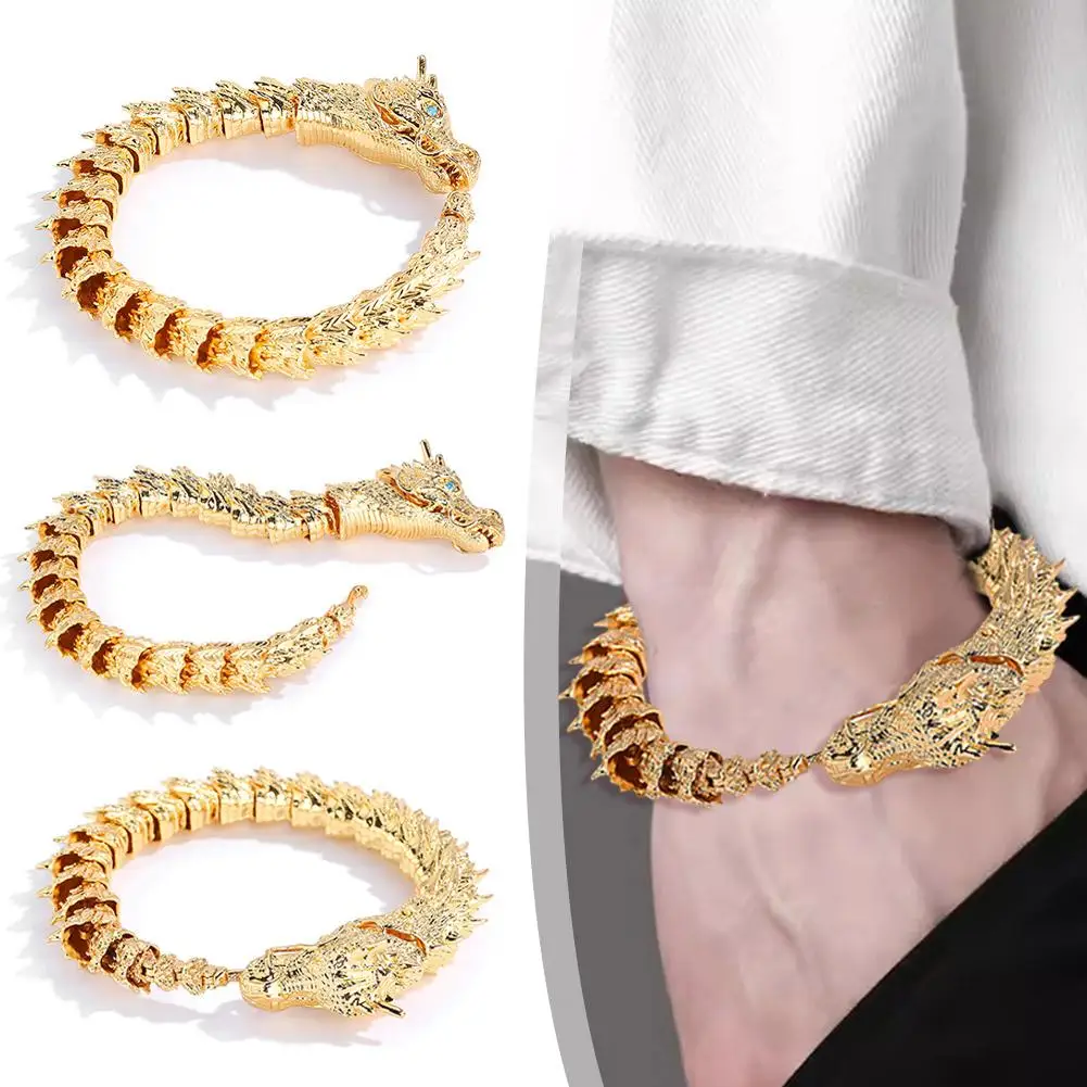 

Handmade New European and American Dragon Chain Stereoscopic Bracelet Dominant Dragon Handsome Personality Leading Jewelry Z9B5
