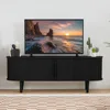 TV Stand, Modern TV Console Table with Storage Compartment and Sliding Door, Gaming Entertainment Center with Cabinet for Living 1