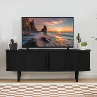 TV Stand, Modern TV Console Table with Storage Compartment and Sliding Door, Gaming Entertainment Center with Cabinet for Living 1