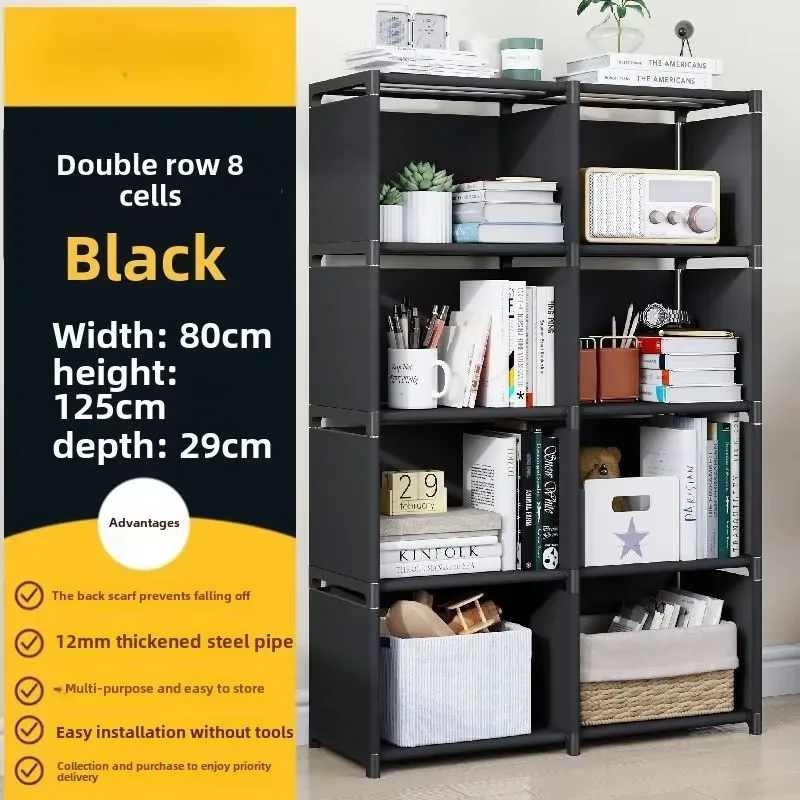 Double Row Bookshelf Multi-layer ，Wardrobe Debris Rack Easy Assembly Bookcase Multi-layer High-capacity Furniture Book Shelves 6