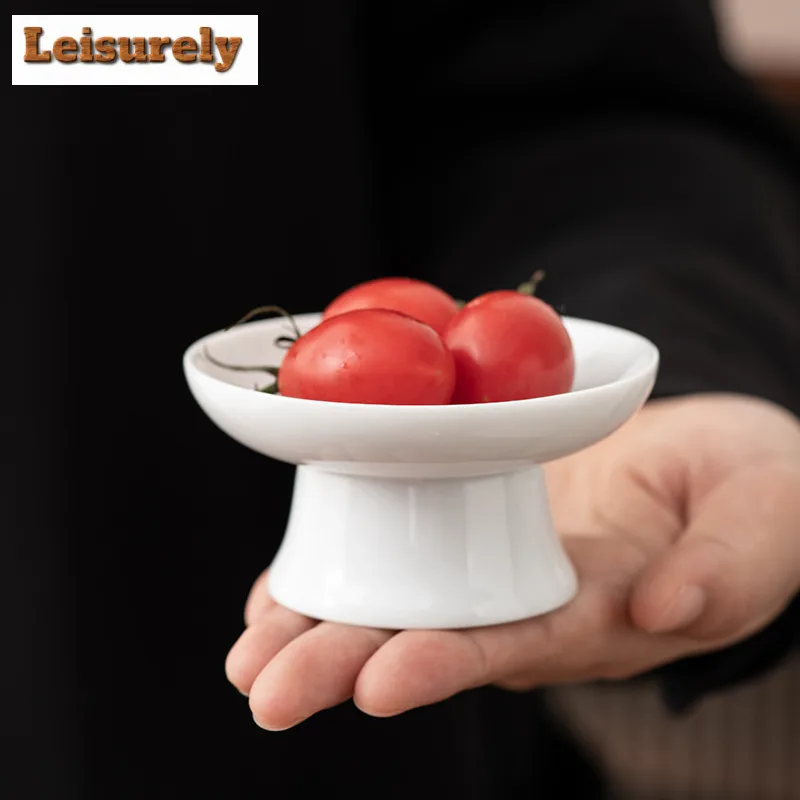 Small High Foot Fruit Dishes Japanese Pastry Plate Food Dinner Plates Candy Bar Mini Dessert Tray Hospitality Dishes Decoration