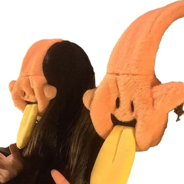 New Personality Cartoon Funny Tongue Plush Earmuffs Autumn Winter Warmth Ear Protection with Rope Girls Cute Birthday Gifts