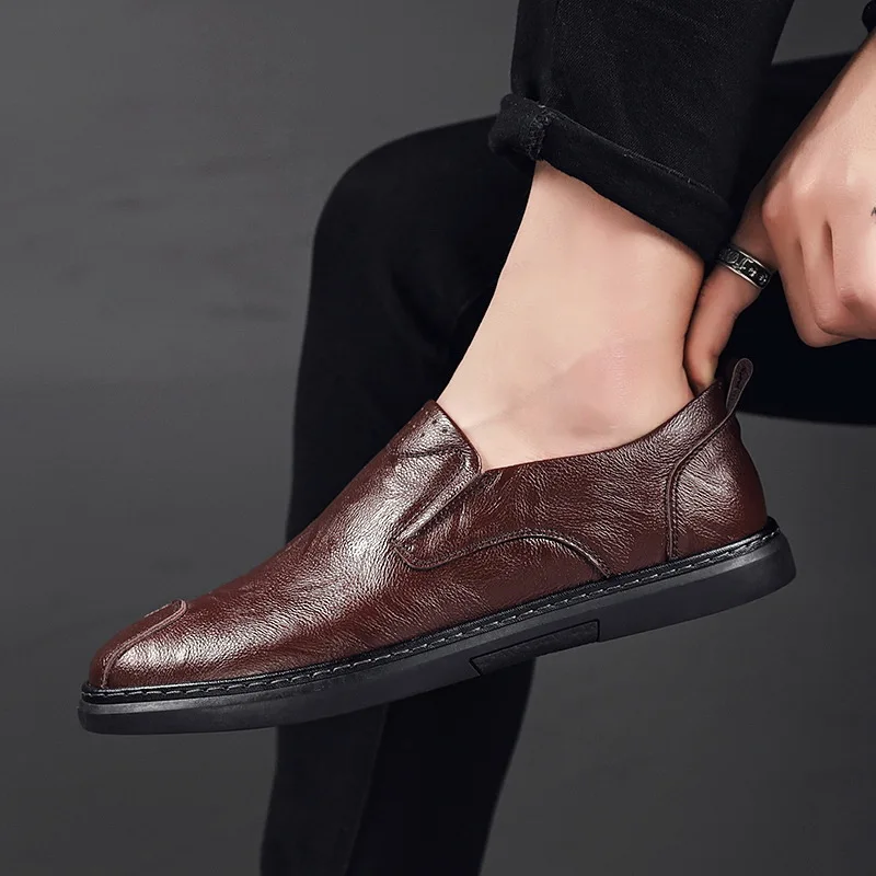 

Men's Casual Shoes Summer New British Low Top Men's Casual Leather Shoes Couro Sapatos Casuais Casual Business Leather Shoes