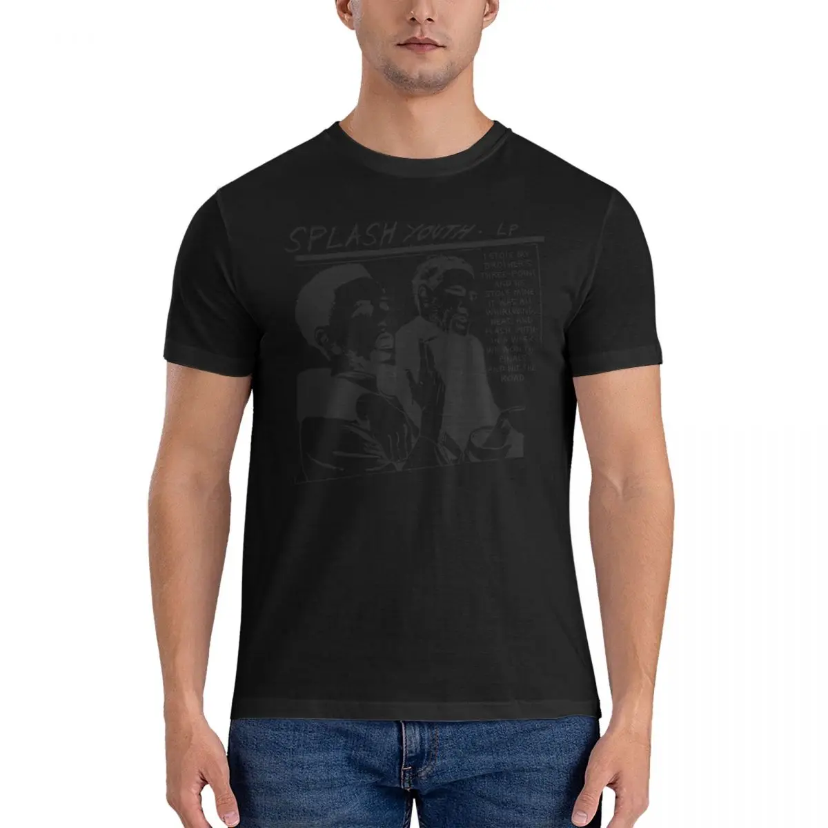 thumbnail image 1 of Camisetas Splash para hombre, 100 % algodón, camisetas de moda, camisetas Sonic Youth con cuello redondo, ropa de manga corta, tallas 4XL, 5XL y 6XL, 1 of 5