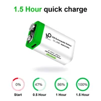 YouTu 9V USB Rechargeable Battery - Lithium-Ion, 650mAh, Eco Friendly, 1200 Uses, Type-C Charging, 1.5h Rapid Recharge, Li-Ion 2