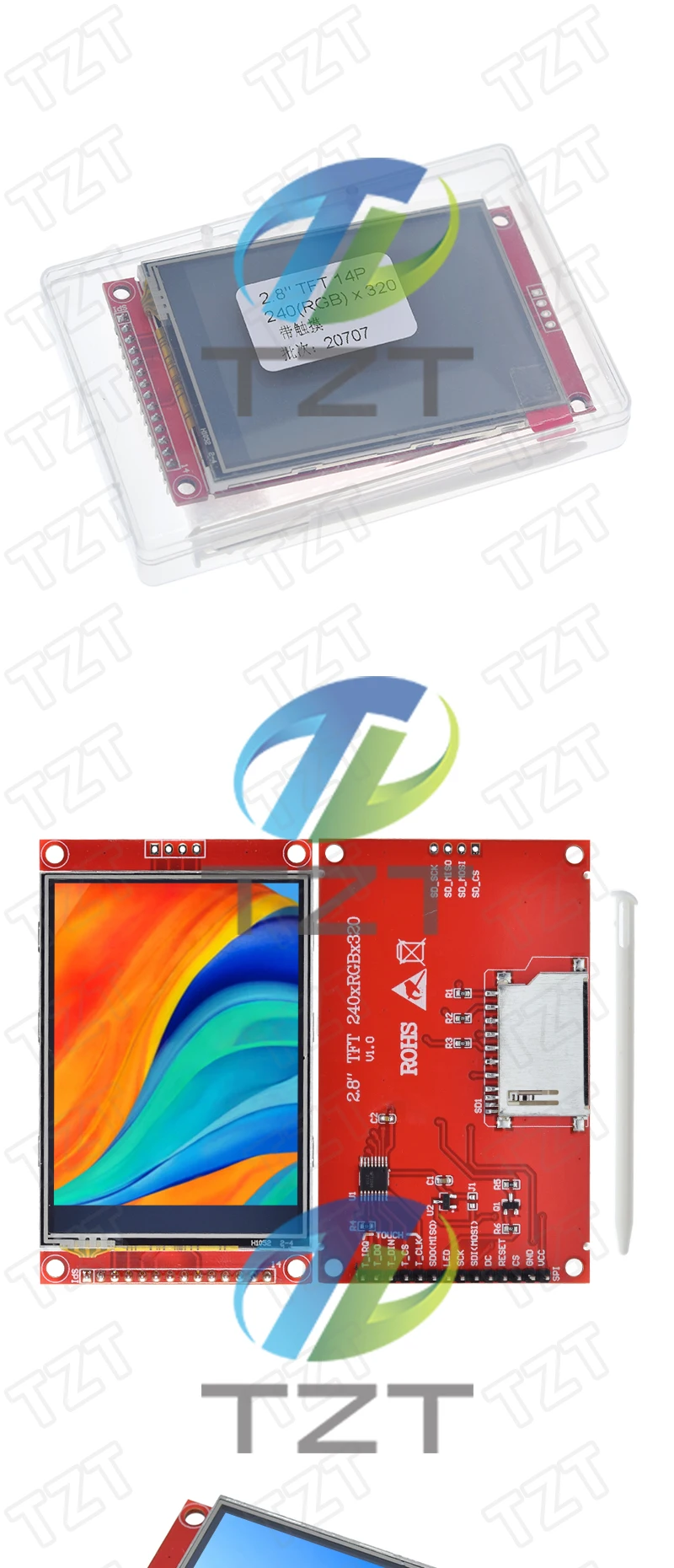 240x320 2,8" SPI TFT LCD Touch Panel Serielles Portmodul mit PBC ILI9341 / ST7789V 2,8 Zoll SPI Serielles Display mit Touch Pen – Detail 5