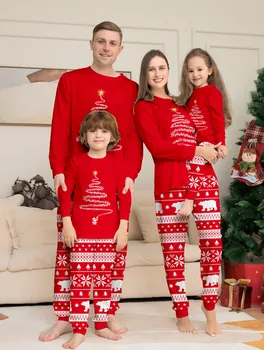 2025 Christmas Pajamas Baby Mother Kids Daughter Mommy Family Set Xmas Pjs Long Sleeve Sleepwear Matching Outfits 1
