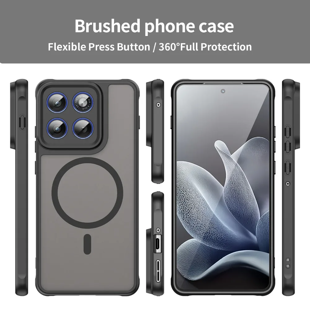 Sleek Matte Clear Magnetic Phone Case with Wireless Charging & Shockproof Protection