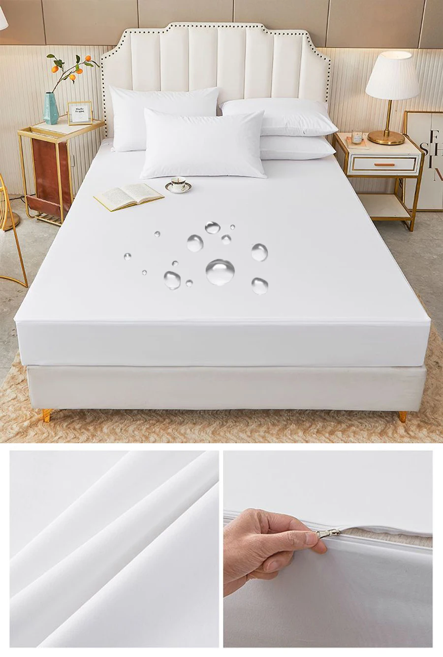 DODO - Protège-Matelas Imperméable Cosy 140x190 cm - Convient 2 Personnes - Douceur Coton, Forme Drap Housse - Double Face en 80% Coton, 20% Polyester et 100% Polyuréthane - Lavable en Machine 60°C