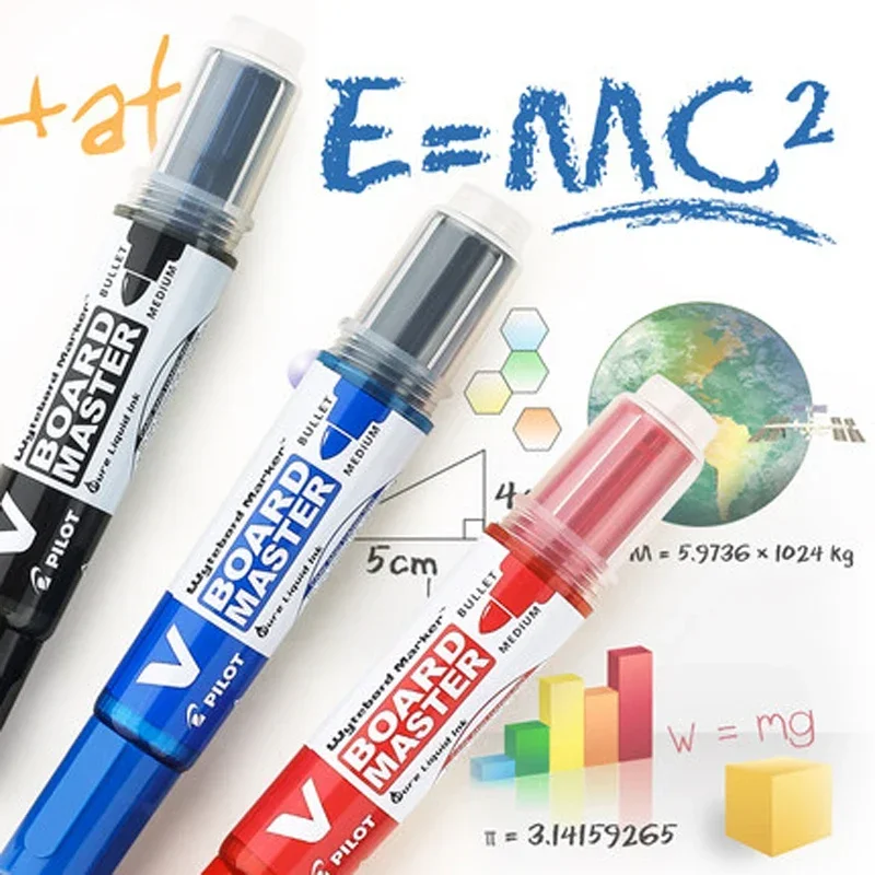 Pilot Colored Whiteboard Mark Pen Ink or Ink Sac Set V Board Master Erasable Water-base Round/Chisel Shape Marker Supplies 2pcs white marker pens marker pens color marker pens pen marker dry erase markers whiteboard pens