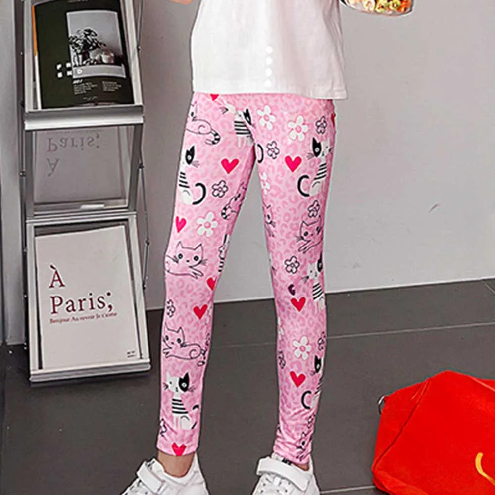 

Girls Leggings Kids Cartoon Print Pants 2022 Spring Autumn 2 To 12Yrs Children's Clothing Pencil Pant Teenagers Trousers