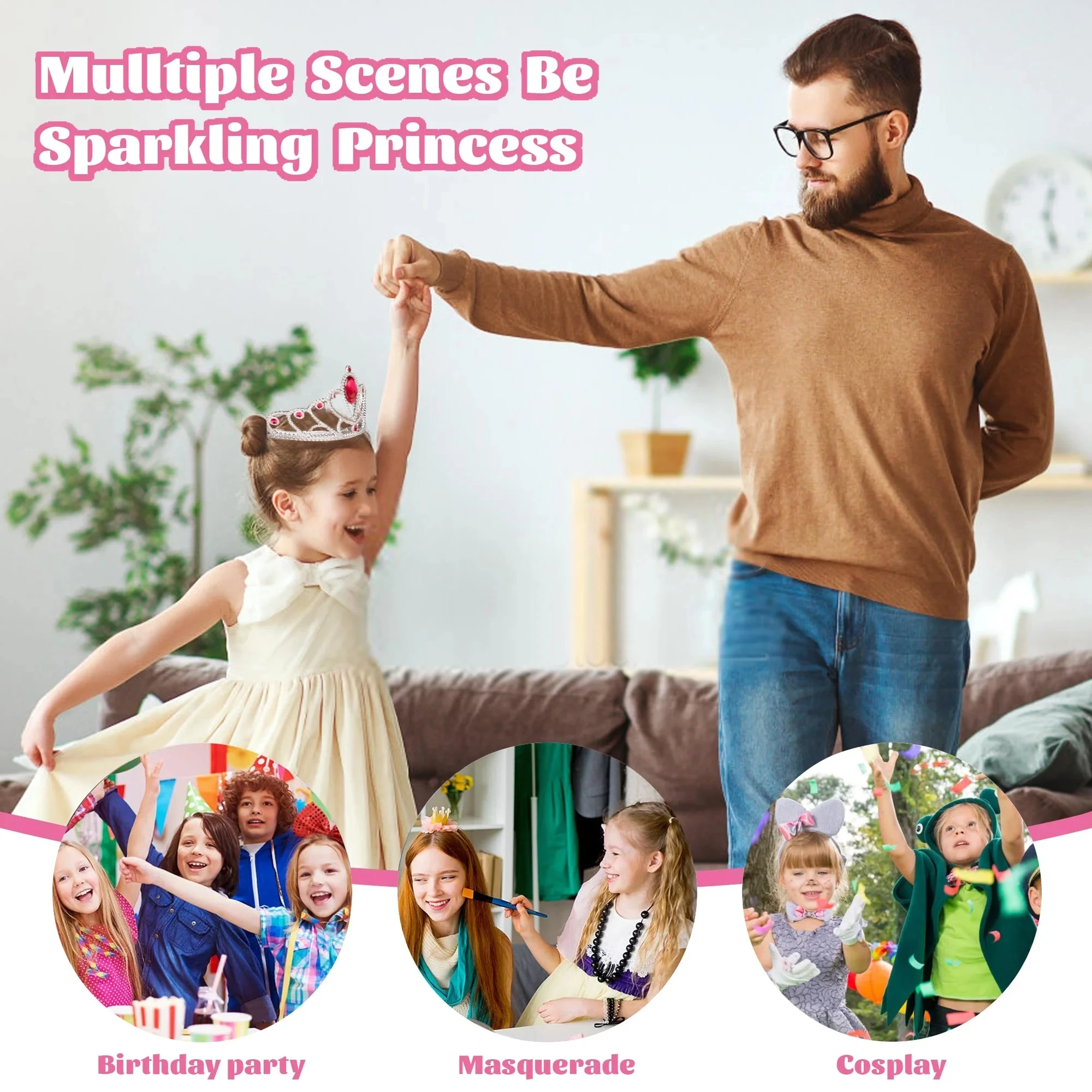 Princess Toys, Princess Dress up for Girls, Jewelry, Crown and Shoes, Princess Pretend Play Toy Gift for 3 4 5 6 7 Year Old Girl 2