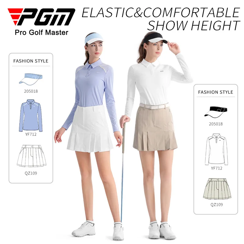 PGM Golf Clothing Women's Summer Long Sleeve T-shirt POLO Shirt High Elastic Top Look Thin Breathable and Comfortable Sportswear