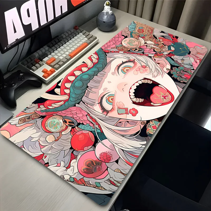 

Anime Mouse Pad 900x400 PC Accessories Kawaii Computer Mousepad Girl and Flower Cute Table Mat Custom Large Carpet Keyboard Pads