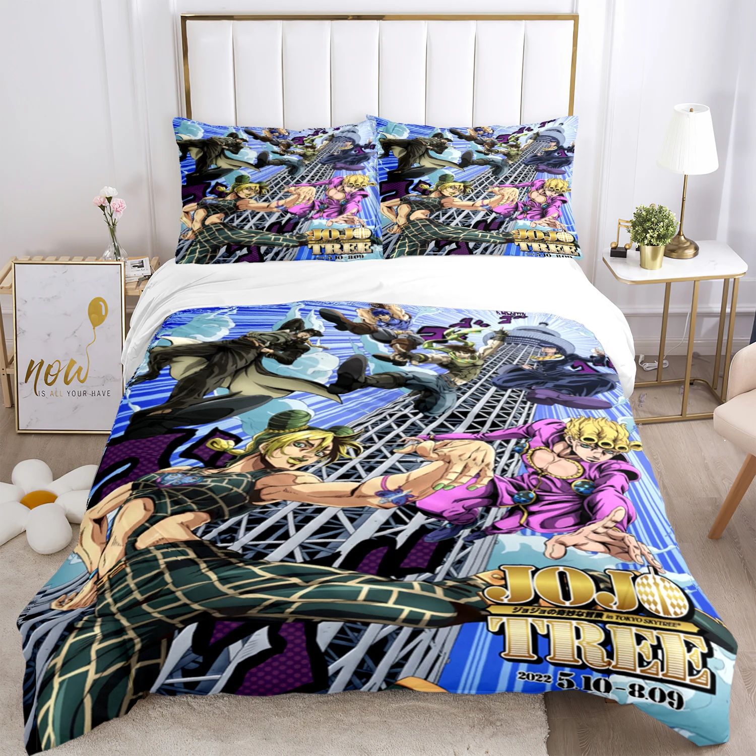 Jojo Anime Print Three Piece Bedding Set Fashion Article Children or