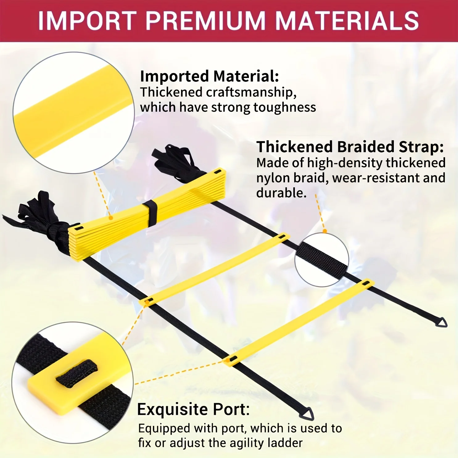 Agility Ladder For Speed Training Improve Footwork, Coordination, And Quickness 8, 12, Or 20 Rungs - Includes Carry Bag_voghion.com