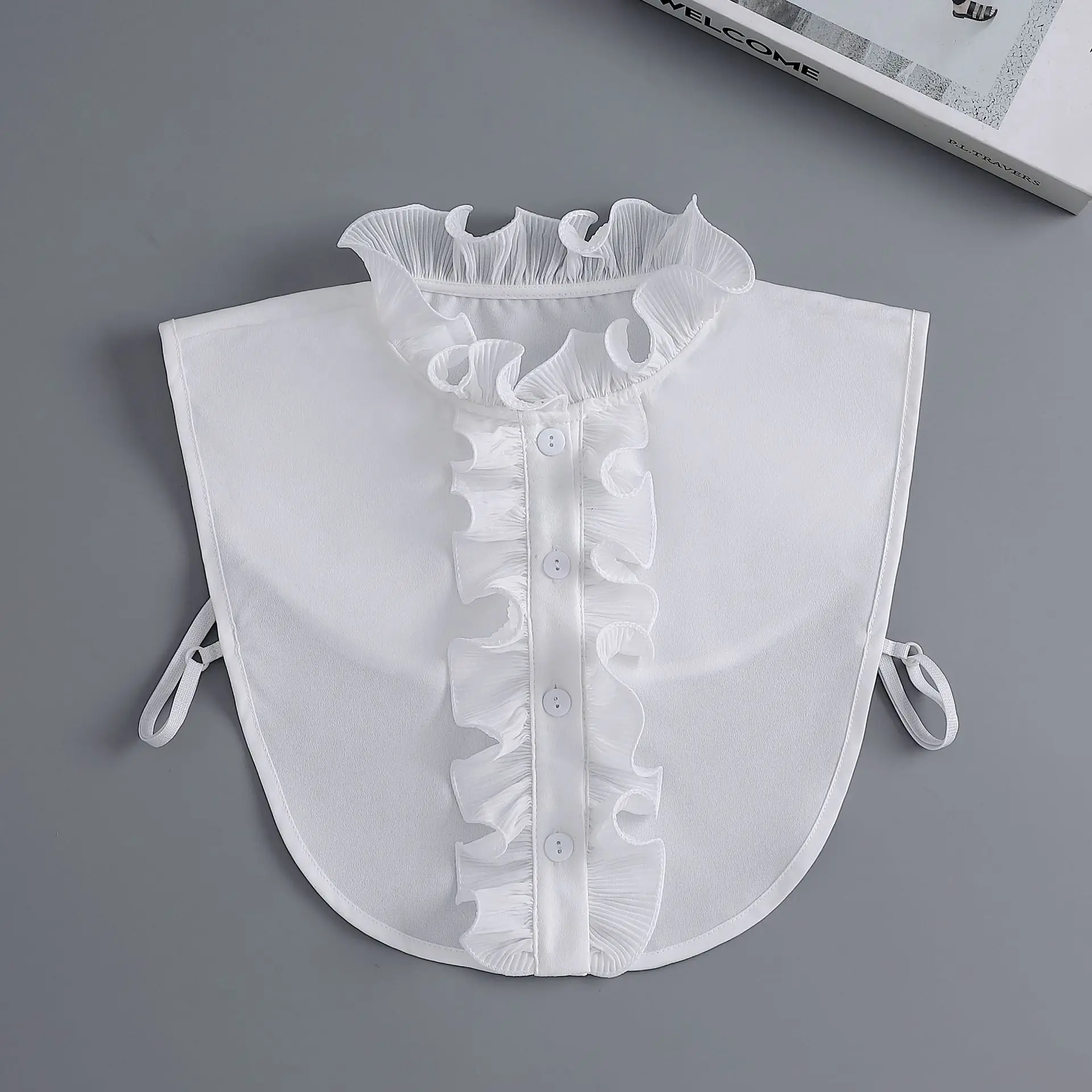 Vintage Lace Front Tie White Detachable Faux Collar