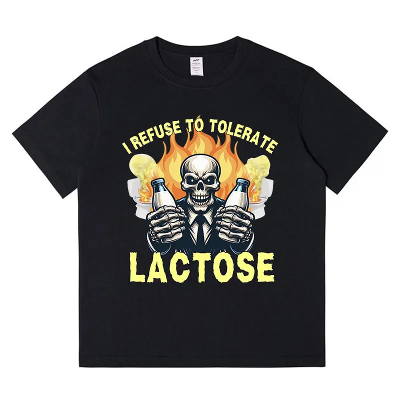 Забавная Мужская и женская футболка с надписью «I отказываюсь терпеть лактозу», модные высококачественные футболки, футболка большого размера из 100% хлопка