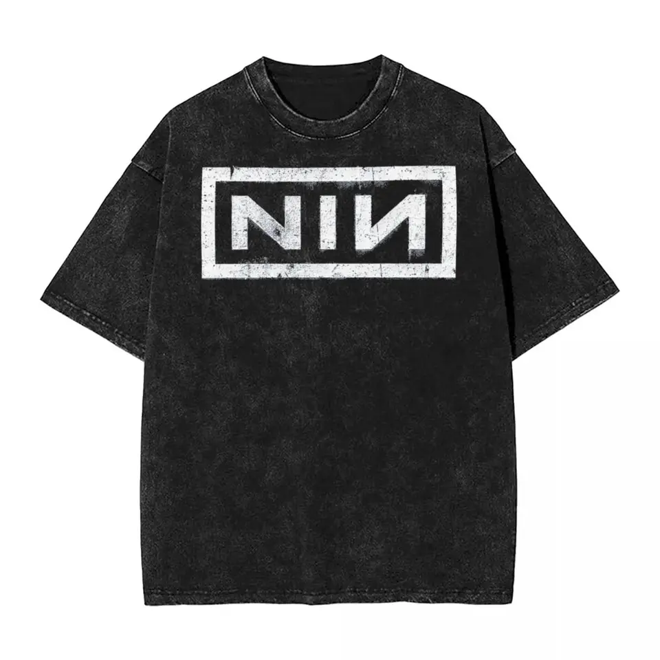 NIN Retro Logo Nine Inch Nails Washed T Shirts Streetwear