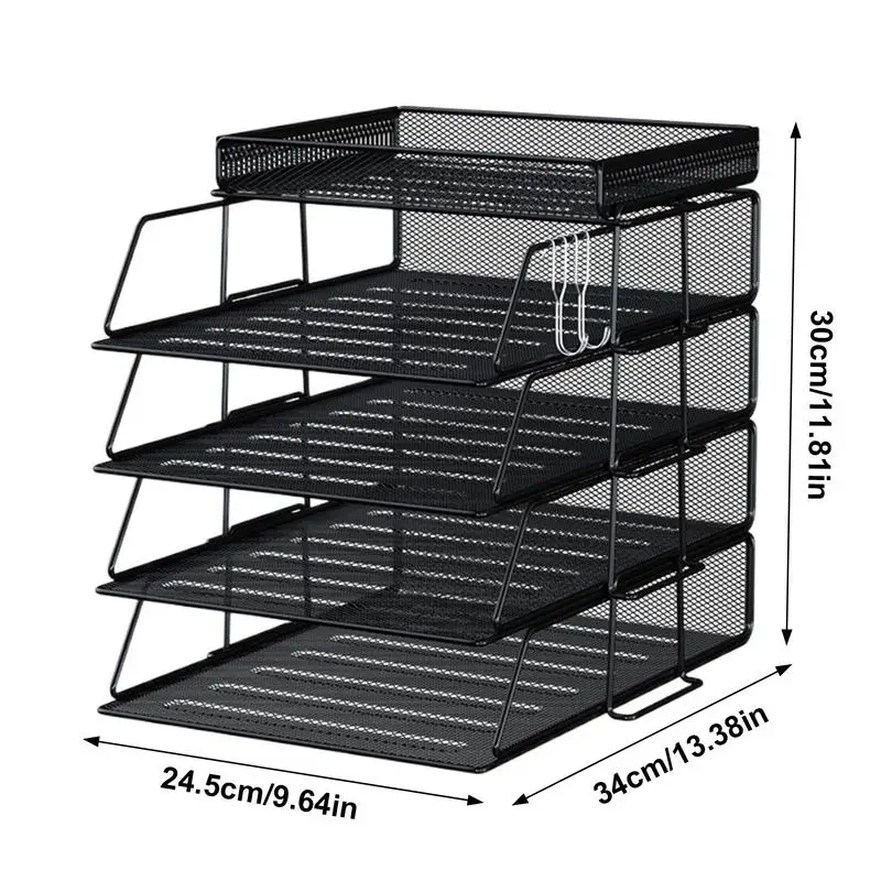 Desk Organizer With Sliding Trays Document Tray Multi-Layered Desktop File Holder Space-Saving Removable Metal Mesh File Trays storage box storage racks file organizer