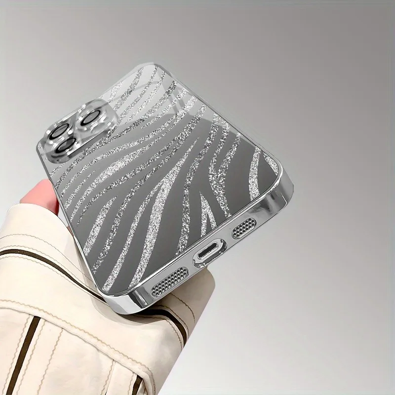 Sparkling Zebra Stripes Tempered Glass Phone Case - Shockproof Cover