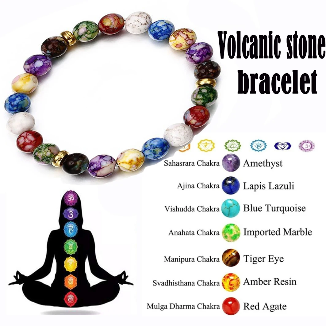 Fashion Seven Chakras Healing Yoga Life Energy Natural Stone Bracelet Couple Bracelet Jewelry Balance Bead Bracelets Health charm bracelet,magnetic bracelet,chakra beads bracelet