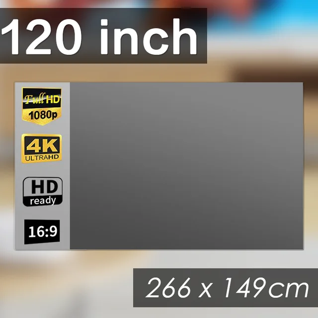 Portable Projector Screen 16:9 Foldable Projection Screens Home Cinema House Indoor Outdoor Theater 4K HD 1080P Anti Light Flat