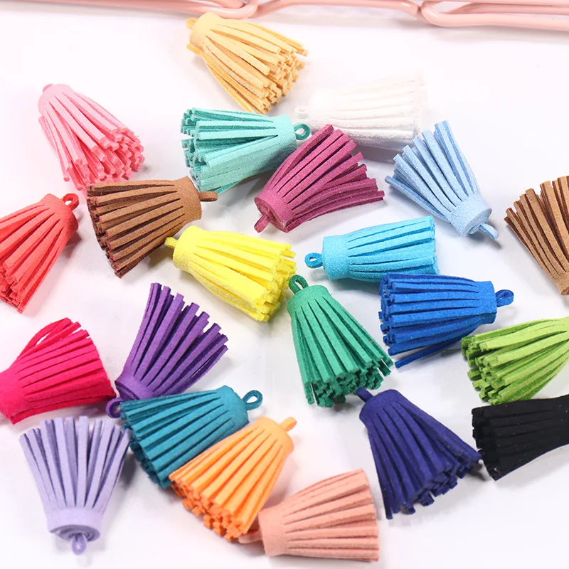 Leather Tassel Keychain Tassel Charm 10/20Pcs 3cm Bulk for Pendant Bracelet Jewelry Making DIY Craft Decoration