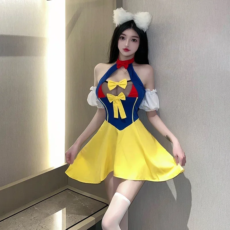 

Sexy Lingerie Cosplay Costume Princess Dress Maid Uniform Snow White Suit Halloween Party Club Performance Wear for Women Girls