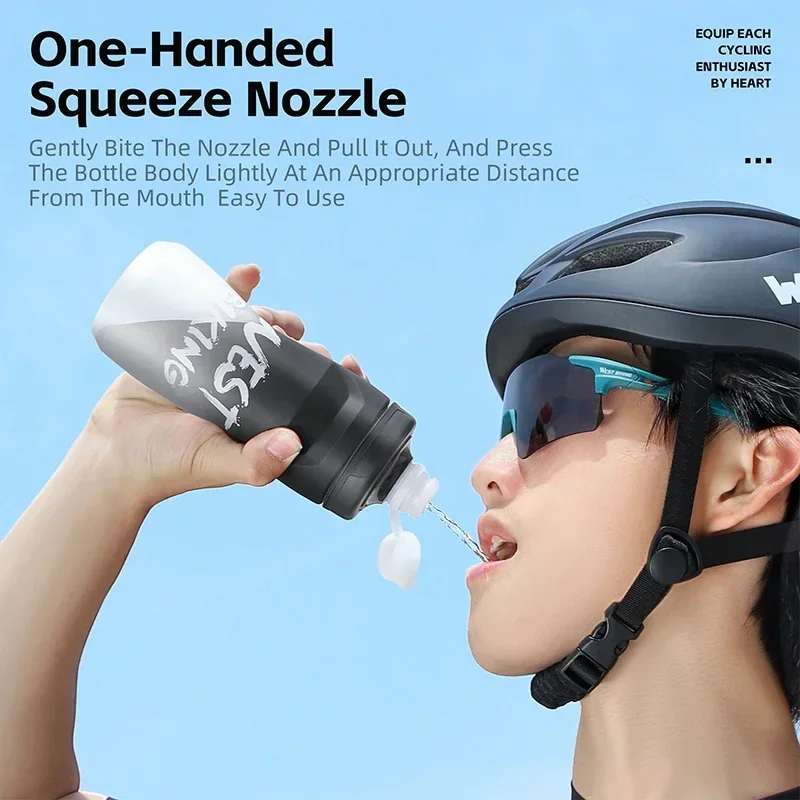 WEST BIKING 다채로운 그라데이션 자전거 병, 먼지 커버 포함, 부드러운 스퀴즈 물병, 휴대용 러닝 피트니스 병, 620ml