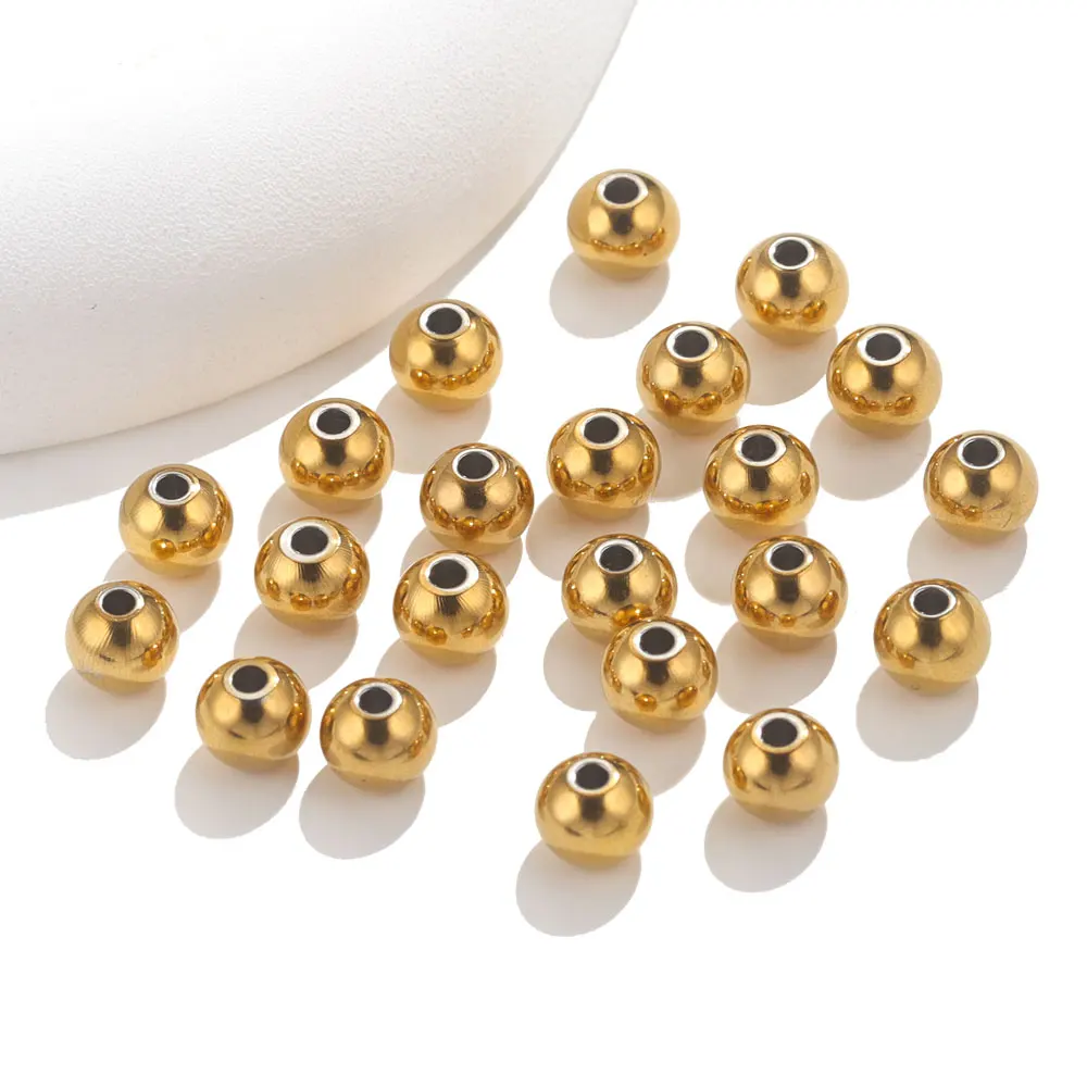 3-10mm Edelstahl perlen für die Schmuck herstellung pvd vergoldete Abstands perlen für Armbänder Halskette Schmuck herstellung – Detail 8