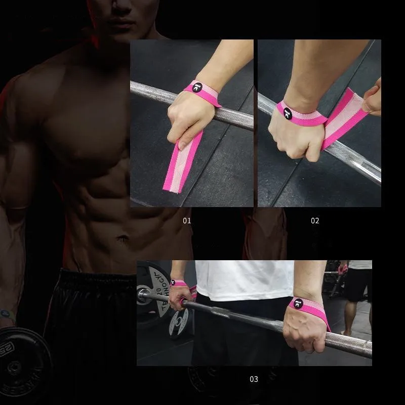 1Pair gym lifting straps weightlifting wrist weight belt bodybuilding gloves for women men fitness crossfit barbells power sport