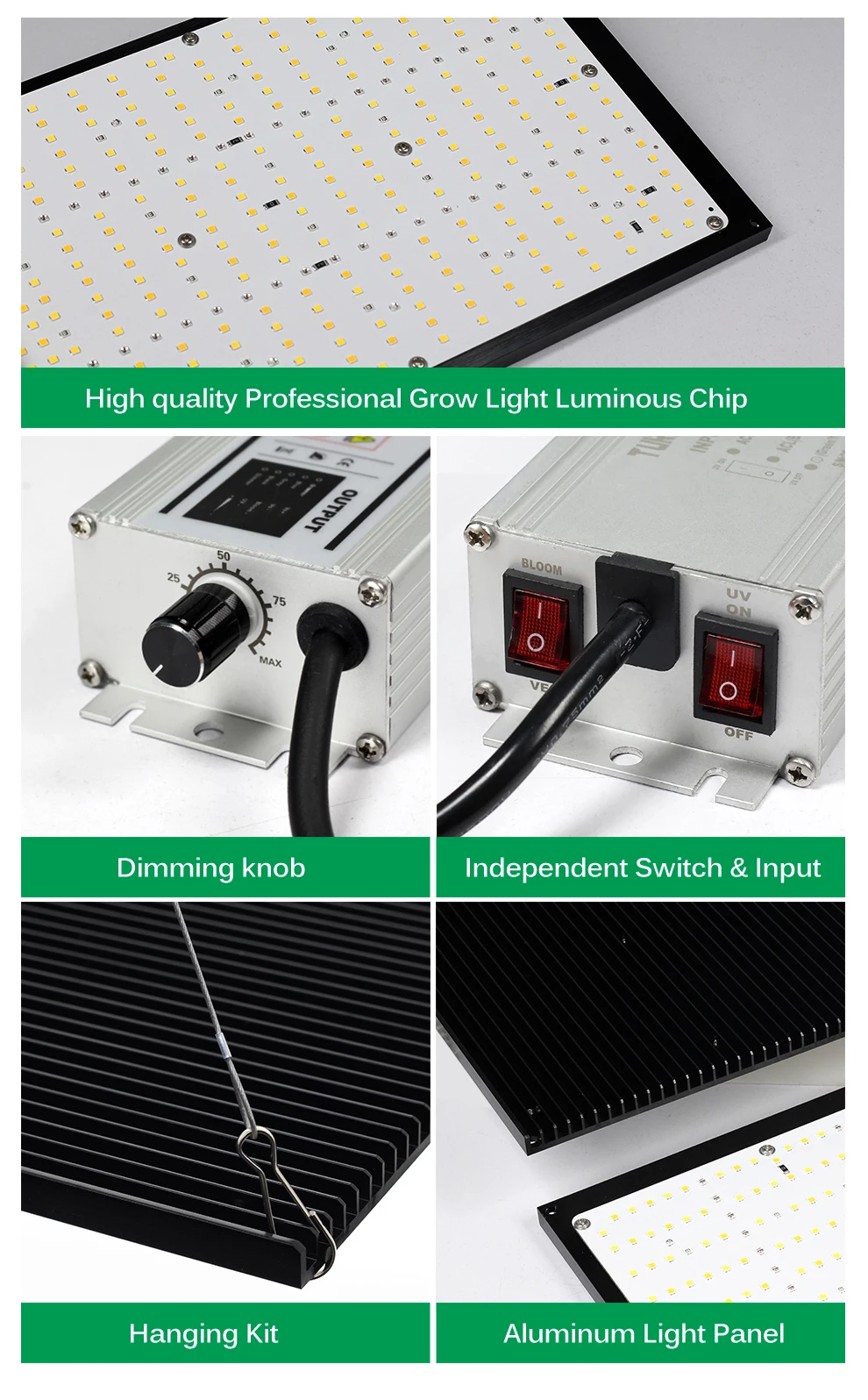 🌴 120W 240W LED-Chip LM281B AC100-240V Vollspektrum Dimmbar mit UV-Rot Unabhängige Schalter LED-Wachstumslampe für VEG und Blüte – Detail 11