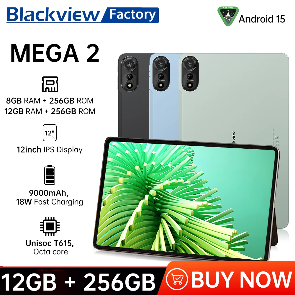 新型 Blackview MEGA 2 タブレット Android 15 8+12 RAM 256GB ROM 12