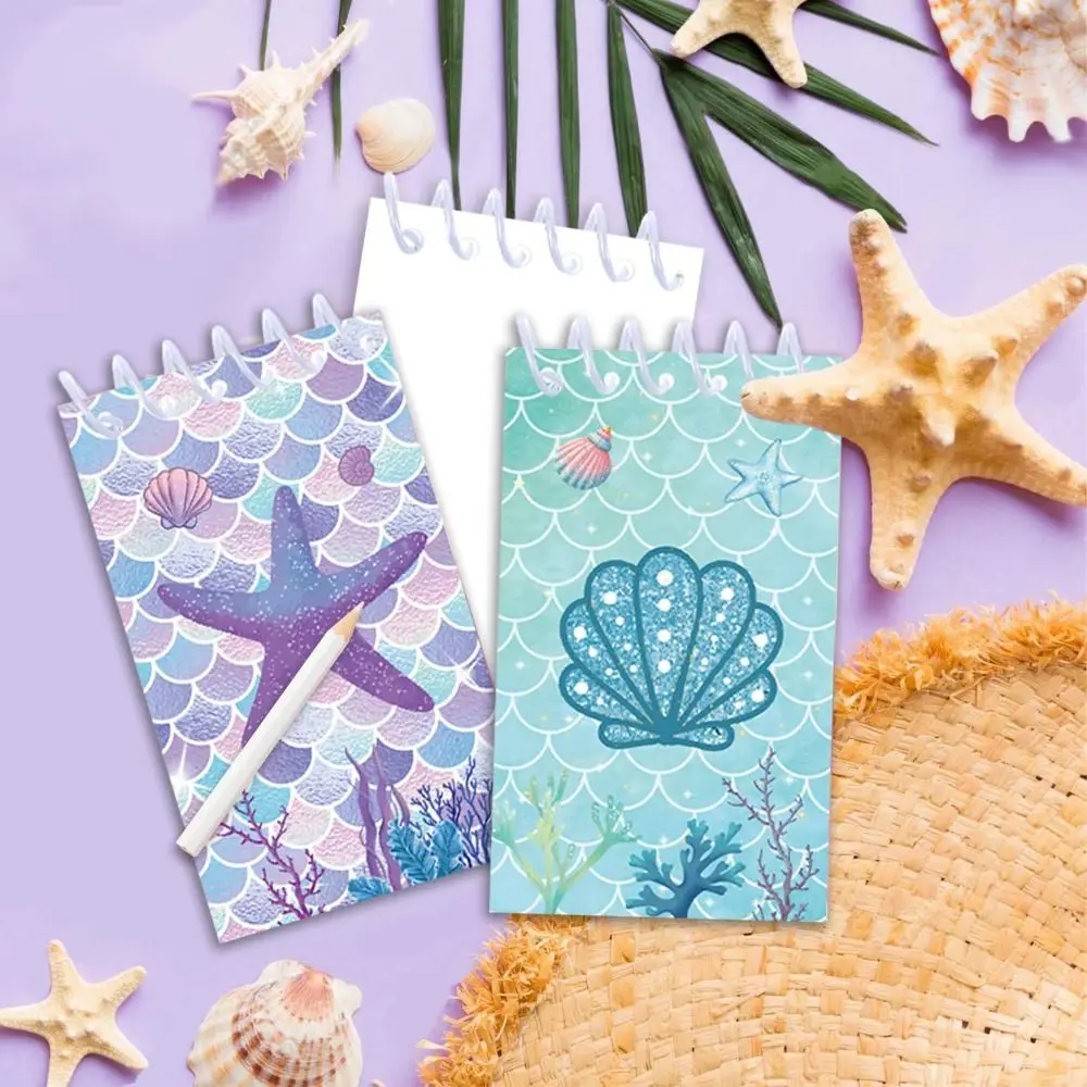 8pcs 새로운 인어 테마 포켓 노트 편지지 Tearable 코일 소책자 미니 휴대용 메모장