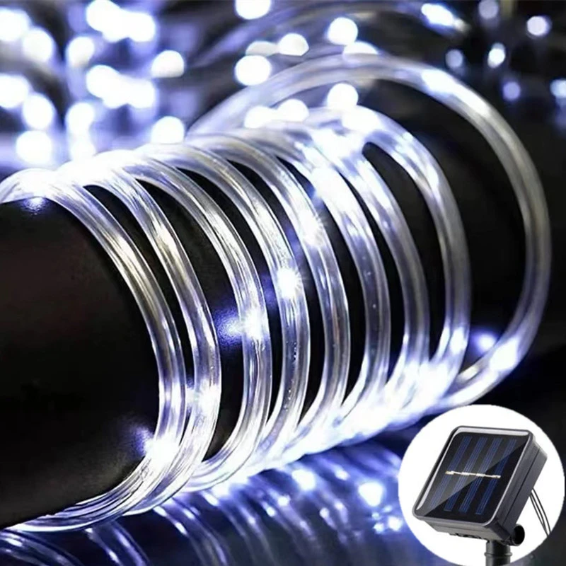 5M/10M/20M Solar LED Rope Lights Fairy Tube Light String Outdoor ...