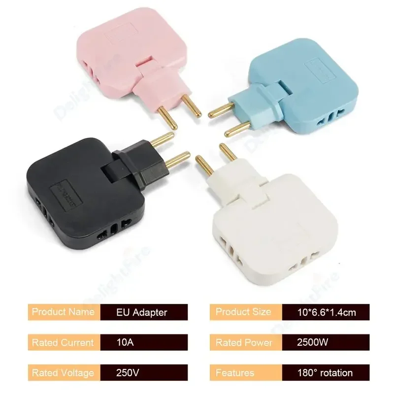 3 in 1 EU Tee Socket Plug Adapter Portable Foldable CN US To EU Euro KR FR Travel Aadapters 2Pin 4.8mm Plug AC Outlet Converter