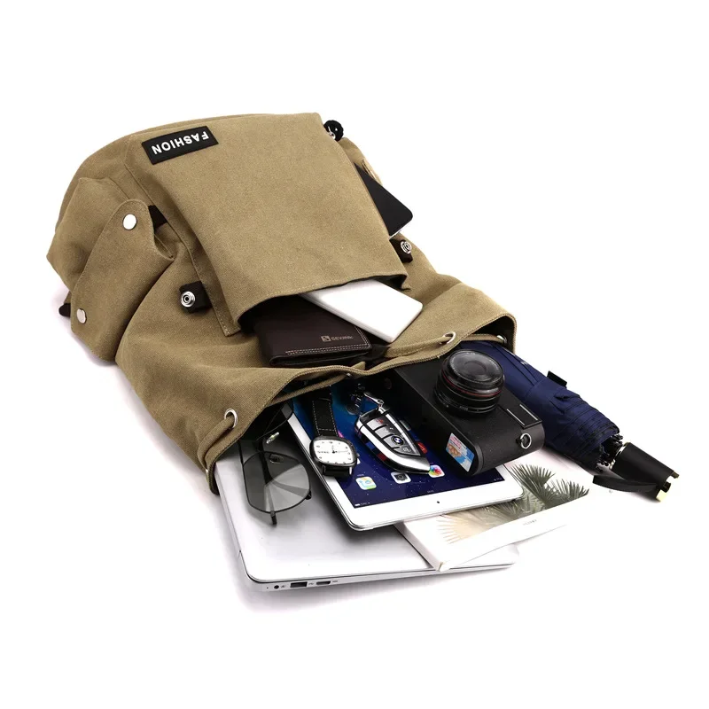 Vintage Canvas Backpack with Large Capacity for Men and Women, Ideal for High School and College Students