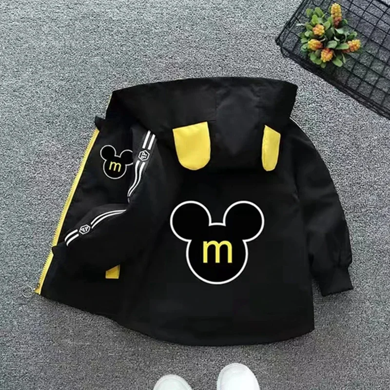 Children Outerwear Boys Spring Autumn Coats Kids Jackets Mickey Spiderman Hooded Windbreaker With Hat Children Zipper Outerwear Baby Girls Clothes