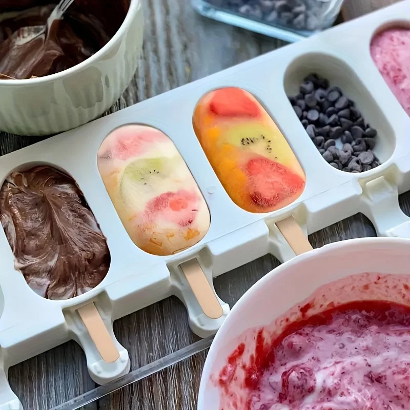 3-Pack Ice Molds BPA and PVC Free Plastic Popsicle Molds Multifunctional Accessories for Ice Cream Pudding Jelly Candy
