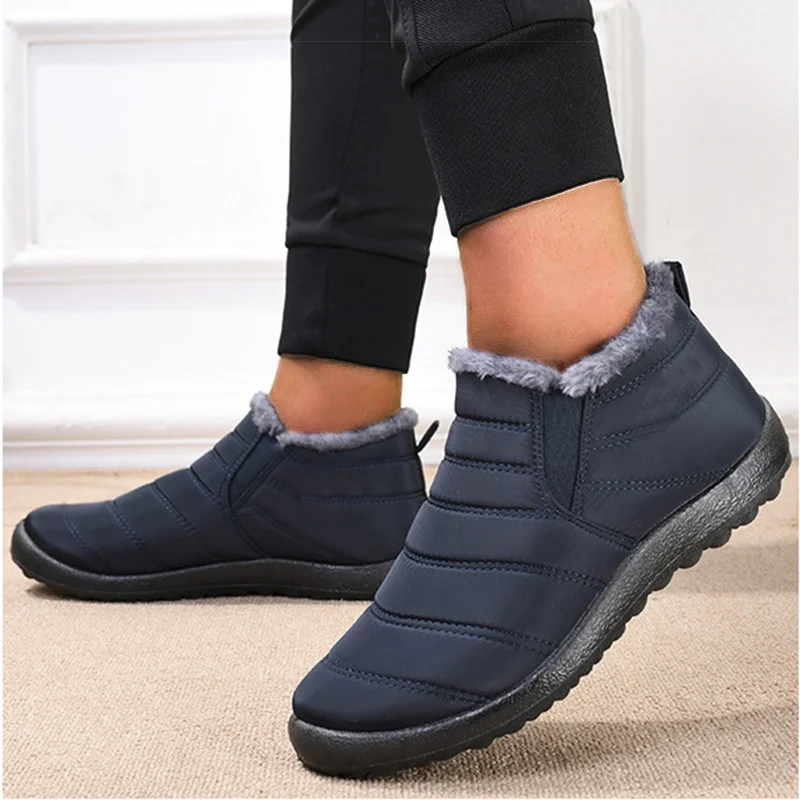 Men Boots 2025 Winter Shoes For Man Keep Warm Winter Boots Casual Fur Botas Para Hombre Slip On Snow Boots Ankle Men's Footwear